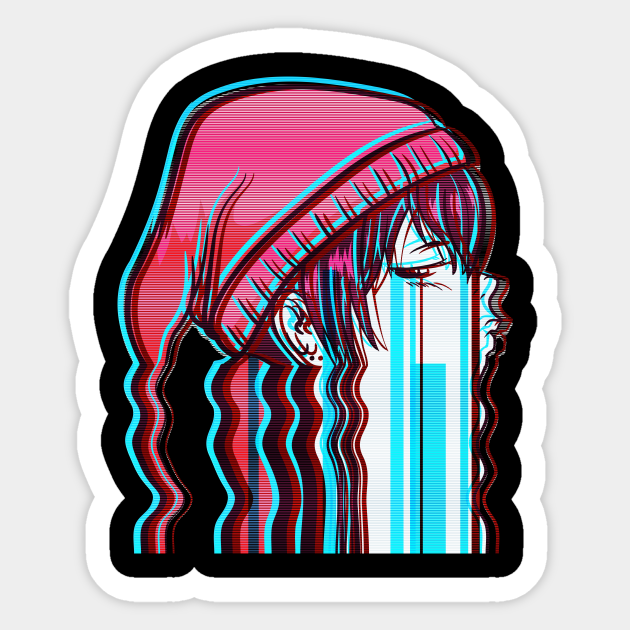 Anime Girl Vaporwave Japanese Aesthetic Waifu Weeb Vaporwave Anime Girl Sticker Teepublic 